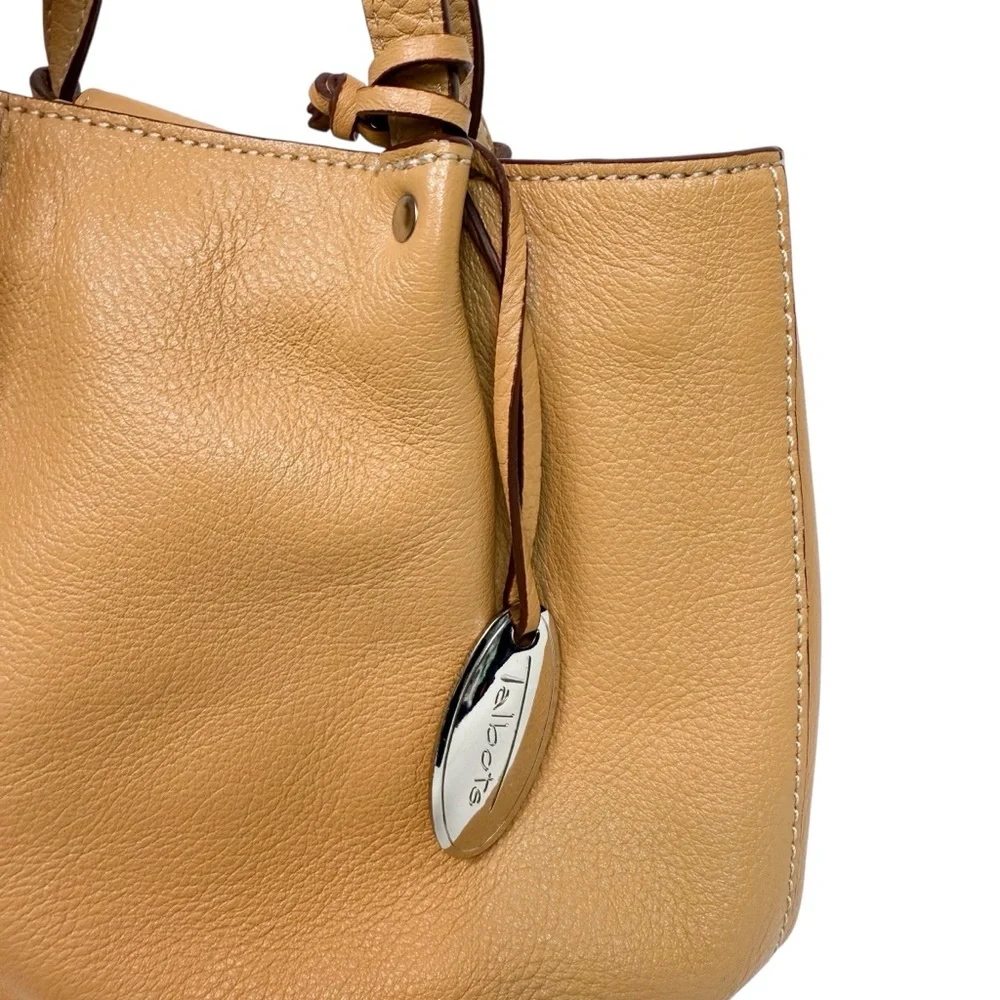 Vintage Talbots Tan Leather Small Top Handle Hobo Bag‎ Minimalist Neutral Purse
